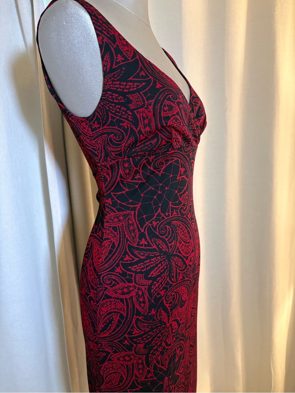 Ruby Rox Y2K Mesh Overlay Asymmetrical Hem Dress Paisley Print | Size M - Picture 8 of 15